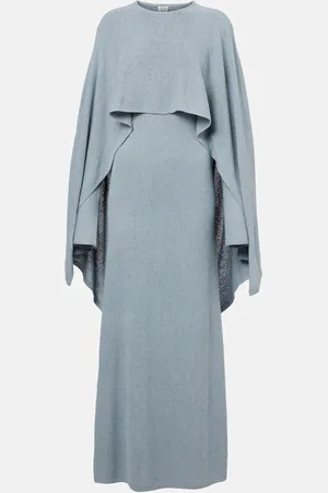 Totême Cape-detail silk bouclÃ© maxi dress
