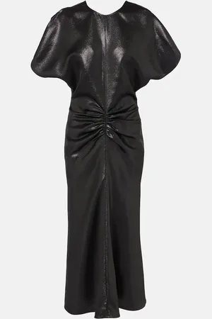 Victoria Beckham Gathered lamÃ© midi dress
