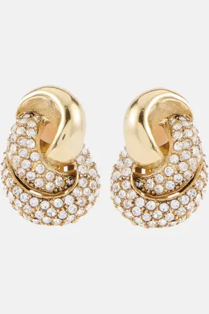 Oscar de la Renta Love Knot 2.0 embellished clip-on earrings