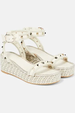 VALENTINO GARAVANI Rockstud leather wedge espadrilles
