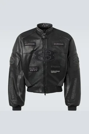 Balenciaga Round leather biker jacket