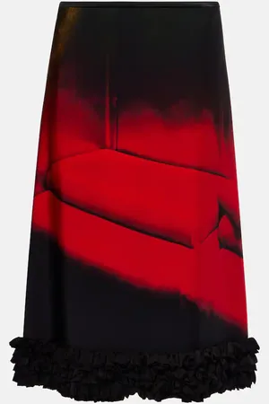 Jil Sander Printed ruffled midi skirt