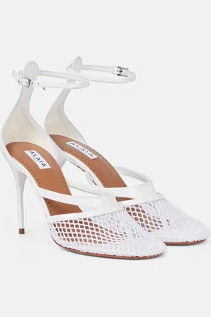 Alaïa AlaÃ¯a Infradito 90 fishnet patent leather pumps