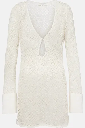 SIR Rayure crochet cotton minidress