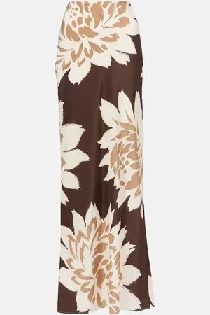 SIR Floral silk satin maxi skirt
