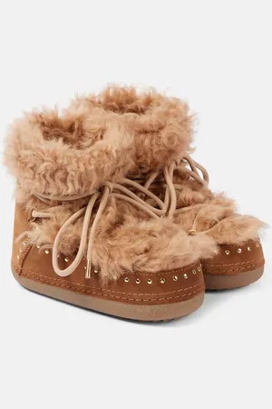 INUIKII Long Curly shearling and suede snow boots