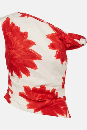 SIR Floral draped linen top