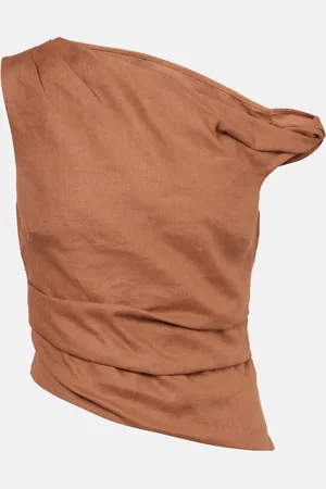SIR Asymmetric draped linen top