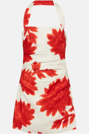 SIR Floral ruched linen minidress