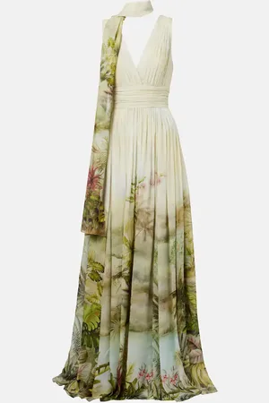 Elie saab Scarf-detail printed georgette gown