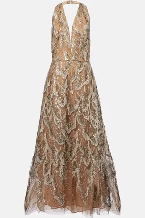 Elie saab Sequined embroidered tulle gown