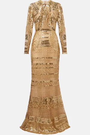 Elie saab Embellished metallic tulle gown
