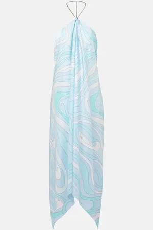 Puccini Marmo asymmetric silk twill midi dress