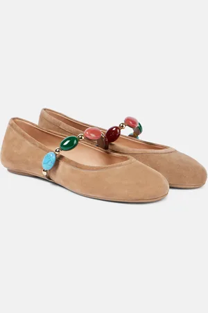 Gianvito Rossi Shanti embellished suede ballet flats