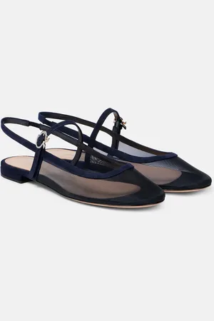 Gianvito Rossi Leather-trimmed organza ballet flats