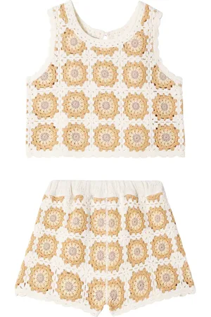 Rylee + Cru Crochet cotton tank top and shorts set
