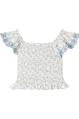 Rylee + Cru Zayla floral shirred cotton top