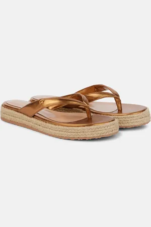 Gianvito Rossi Metallic leather thong sandals