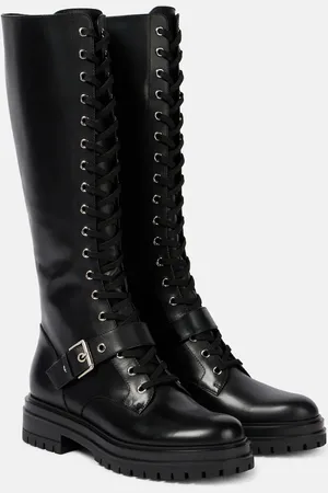 Gianvito Rossi Lace-up leather knee-high boots