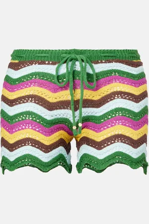 Bananhot Kim striped crochet cotton-blend shorts
