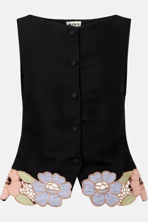 RIXO London Lucca embroidered linen-blend top