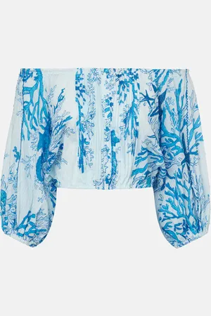 POUPETTE ST BARTH Bova printed off-shoulder cotton top