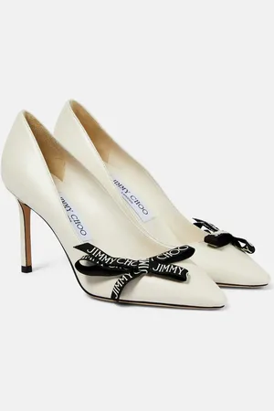 Jimmy Choo Romy 85 bow-embellished leather pumps