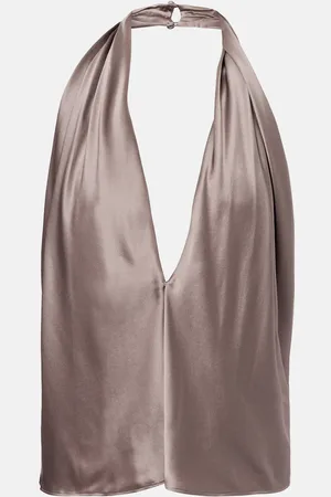 The Sei Draped halterneck silk charmeuse top