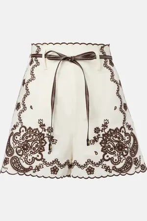 ZIMMERMANN Ascension embroidered linen shorts
