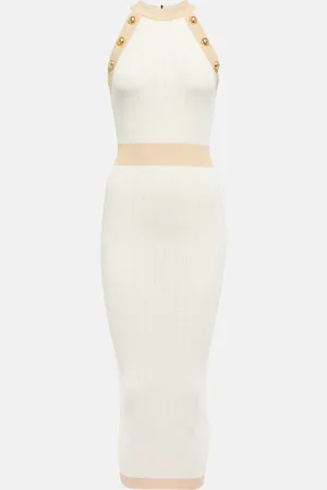 Balmain Ribbed-knit midi dress