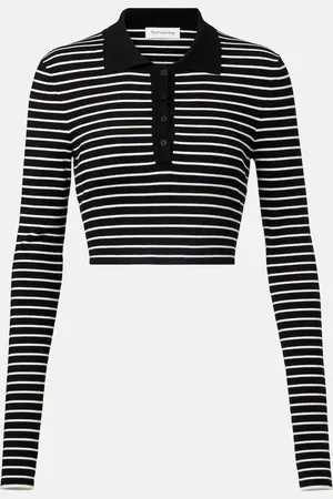 The Frankie Shop Giselle striped cropped polo shirt