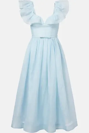 ZIMMERMANN Dawning linen and silk midi dress