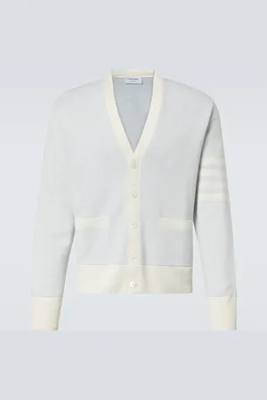 Thom Browne 4-Bar linen and cotton cardigan
