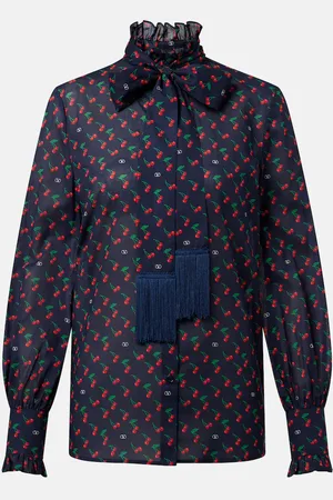 VALENTINO Cherryfic bow-detail cotton muslin shirt