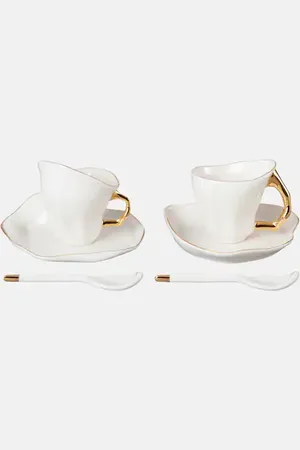 SELETTI Meltdown set of 2 espresso cups, saucers, and spoons by JordanLuca