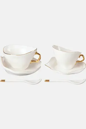 SELETTI Meltdown set of 2 teacups, saucers, and spoons by JordanLuca