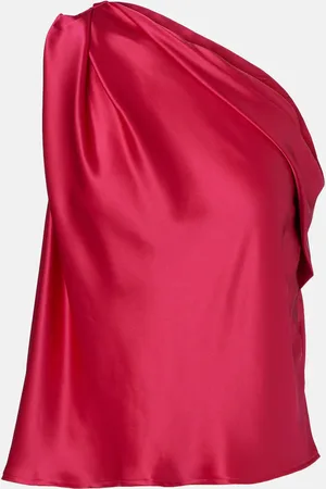 The Sei One-shoulder draped silk satin top