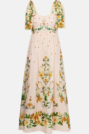 Farm Rio Floral cotton-blend midi dress