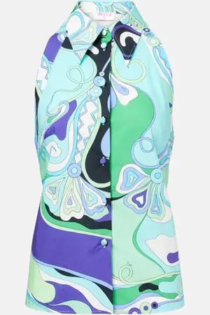 Puccini Orchidee printed halterneck cotton top