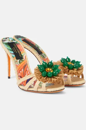 Dolce & Gabbana 90 embellished raffia mules