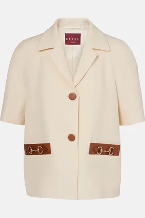 Gucci Horsebit leather-trimmed linen blazer