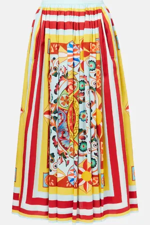 Dolce & Gabbana Pleated printed cotton midi skirt