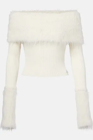 Jean Paul Gaultier Ribbed-knit faux fur-trimmed top