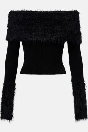 Jean Paul Gaultier Ribbed-knit faux fur-trimmed top