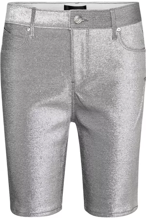 RTA Toure metallic stretch-denim shorts