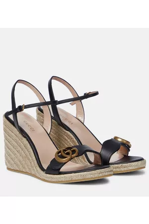 Gucci Double G leather wedge espadrille sandals
