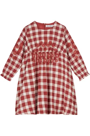 Tartine Et Chocolat Embroidered checked cotton dress