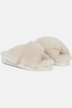 INUIKII Crossover-strap shearling slides