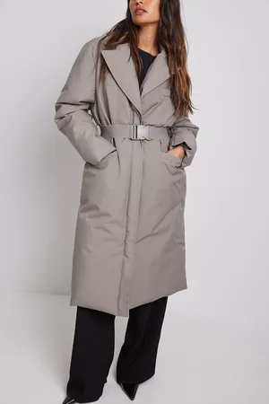 NA-KD Topattu vyöllinen pitkä bleiseri - Grey