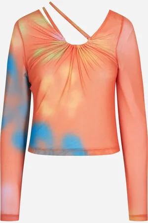 Oval Square | Summer Blouse | blouses XS - Tangarine Flower Aop